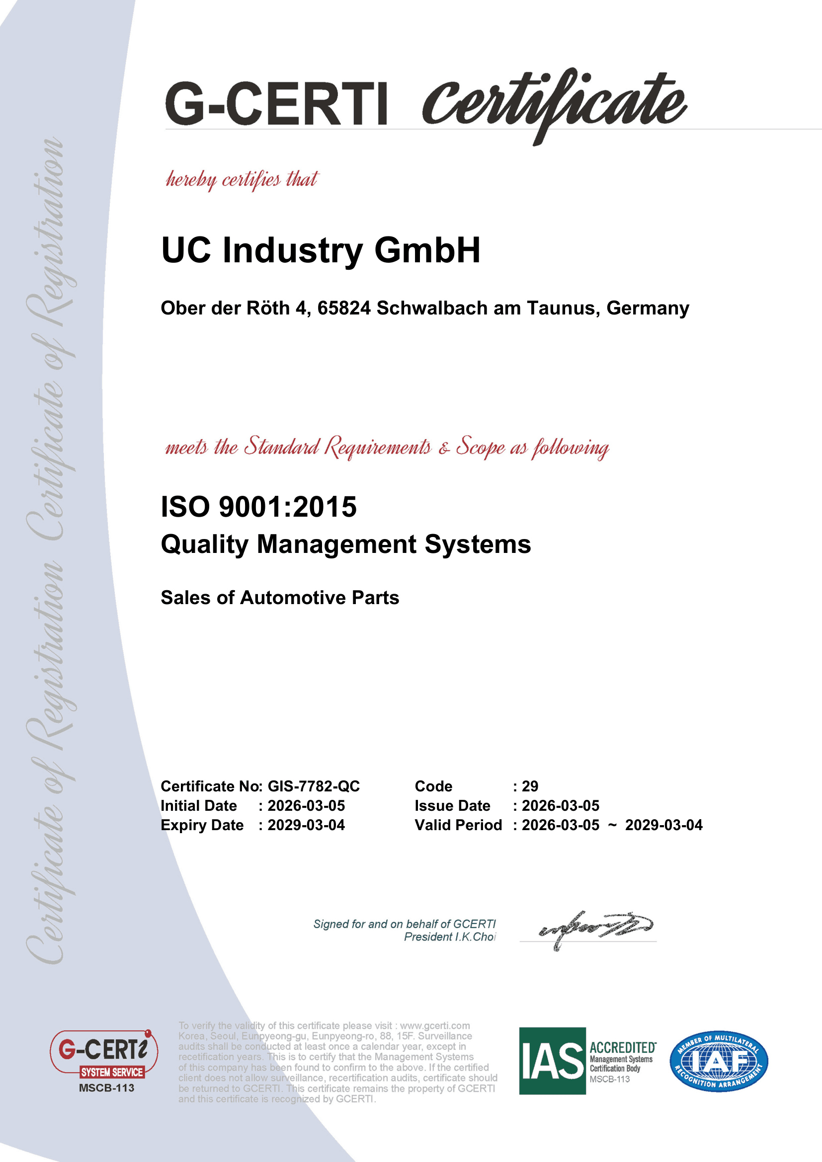 G-CERTI ISO 9001:2015 Certificate